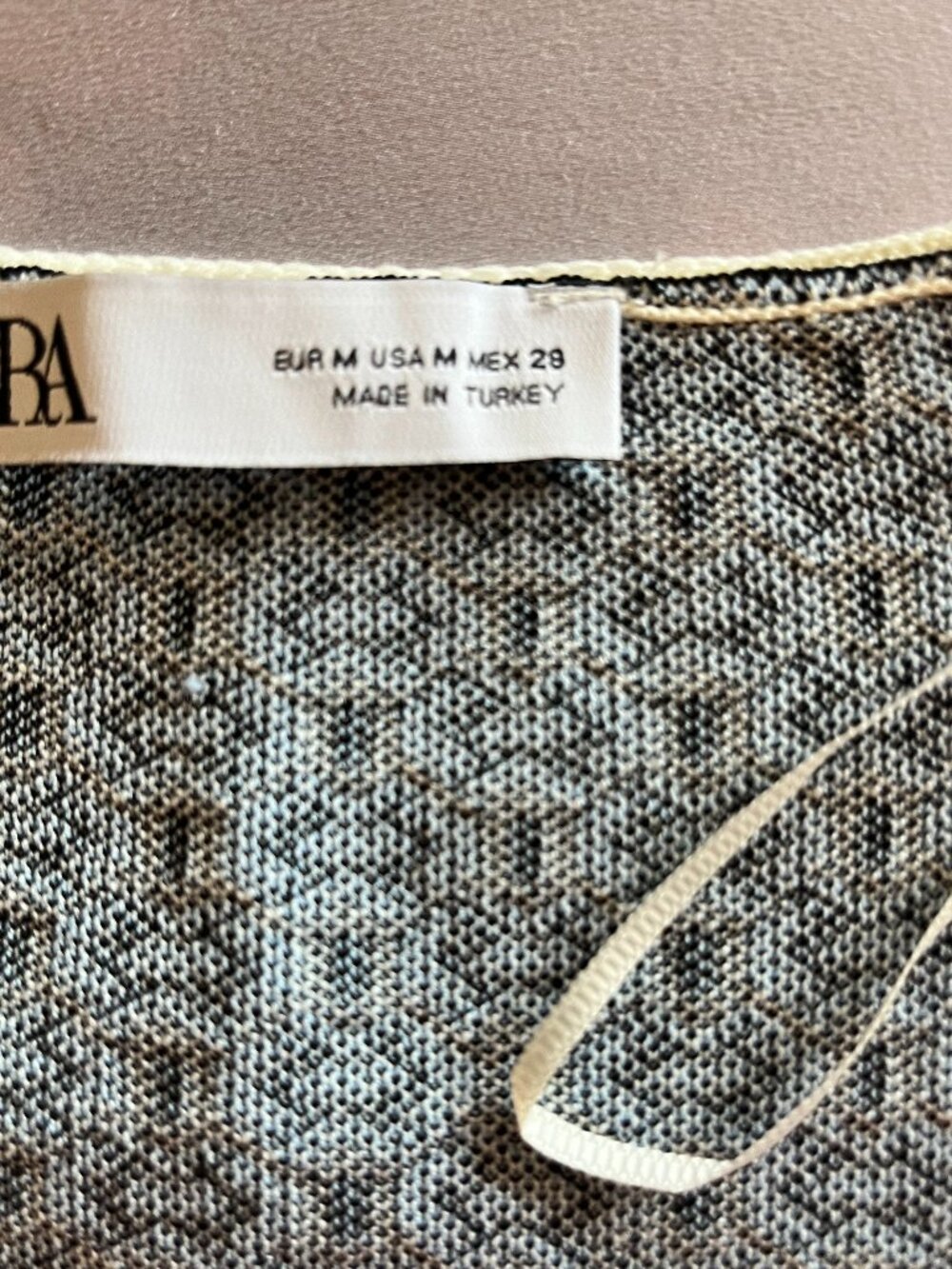 Zara Cropped Knit Cardigan w/ Flared Long Sleeves in Geometric Blue Print NWOT - Picture 6 of 6
